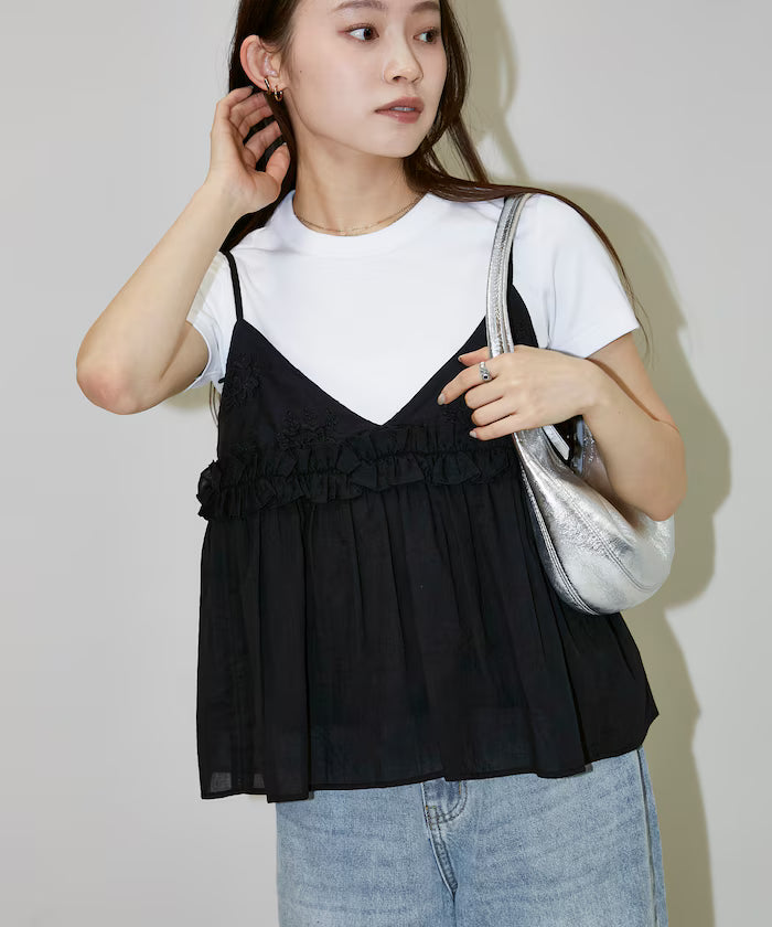 Floral Embroidery Detail Camisole Bustier Limited Edition - Black