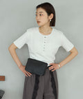 Henry Neck Knitted Lace T-Shirt - White
