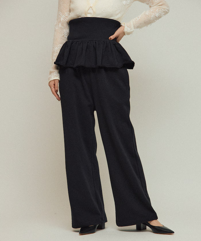 Organic Cotton 2WAY Bear Frill All-in-One / Inside Fleece Sweat - Black