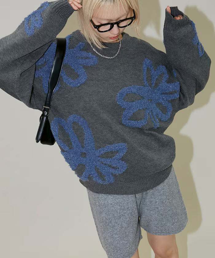 Boucle Flower Pattern Pullover Knit [Limited Edition]