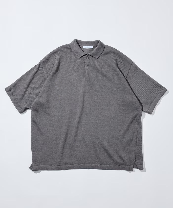 Sheer Knit Polo Shirt & Cotton T-Shirt Layered Set
