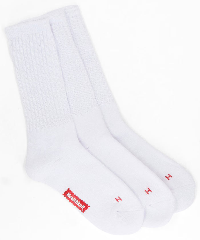 Sinker Plain White Crew Socks (25.0-27.0cm) - White