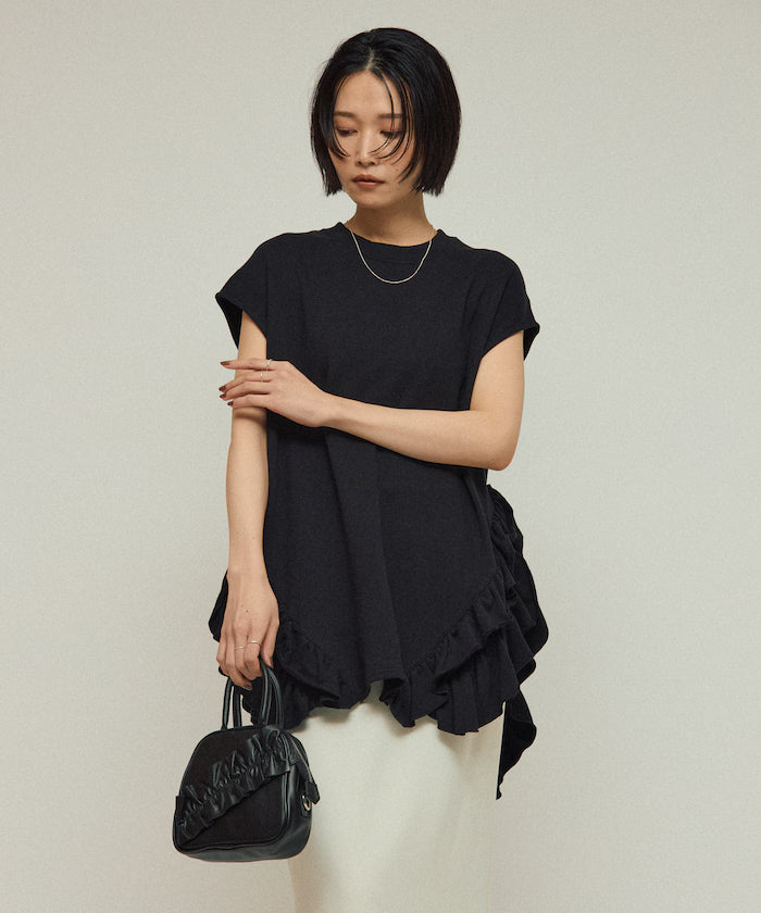 Organic Cotton Frill Hem Top / Relaxed Fit / French Terry Sweat / Best