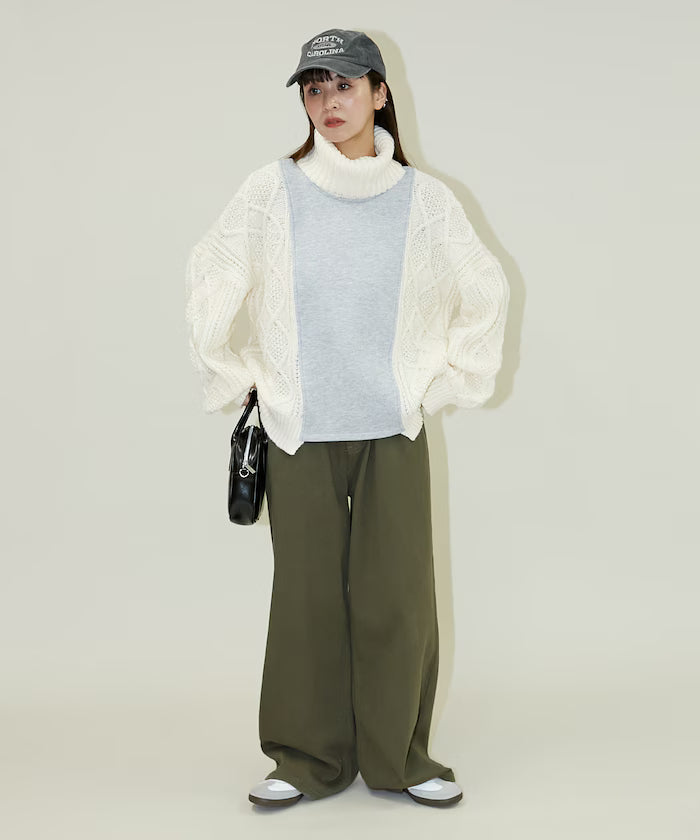 Mixed Material Switch Turtle Neck Knit Limited Edition