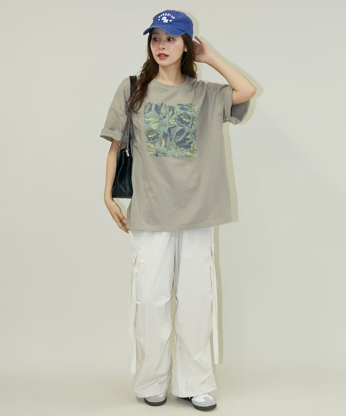 Flower Nuance Art Box Print Big Silhouette T-Shirt Limited Release