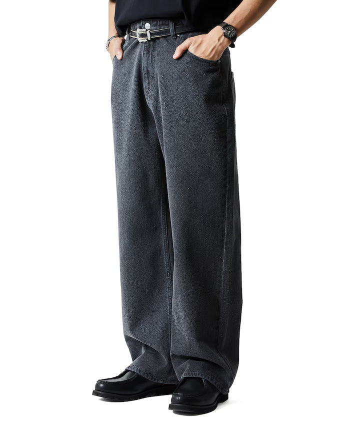 Wide Straight Denim Pants [Limited Edition] - Black
