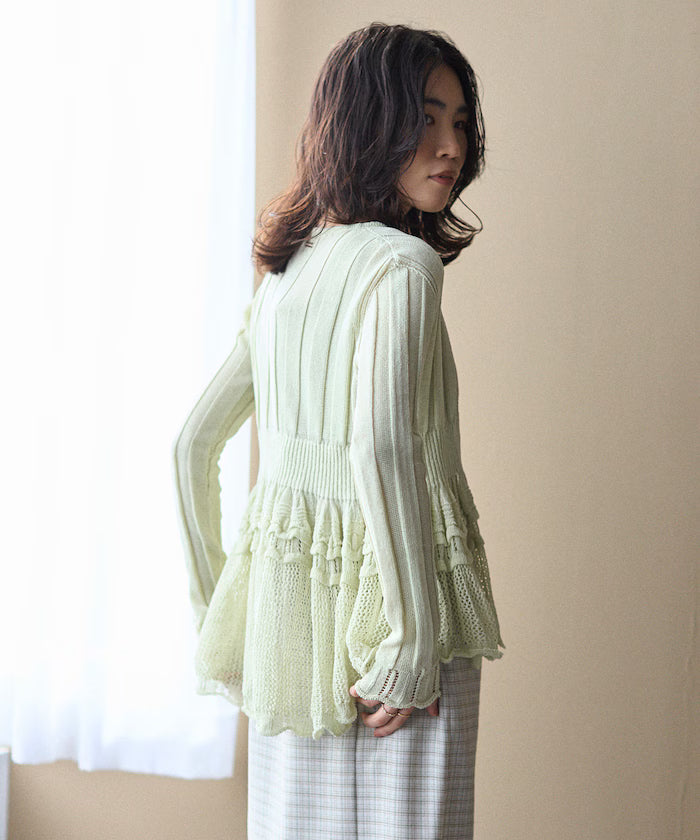 Japan-made Whole Garment Peplum Cardigan