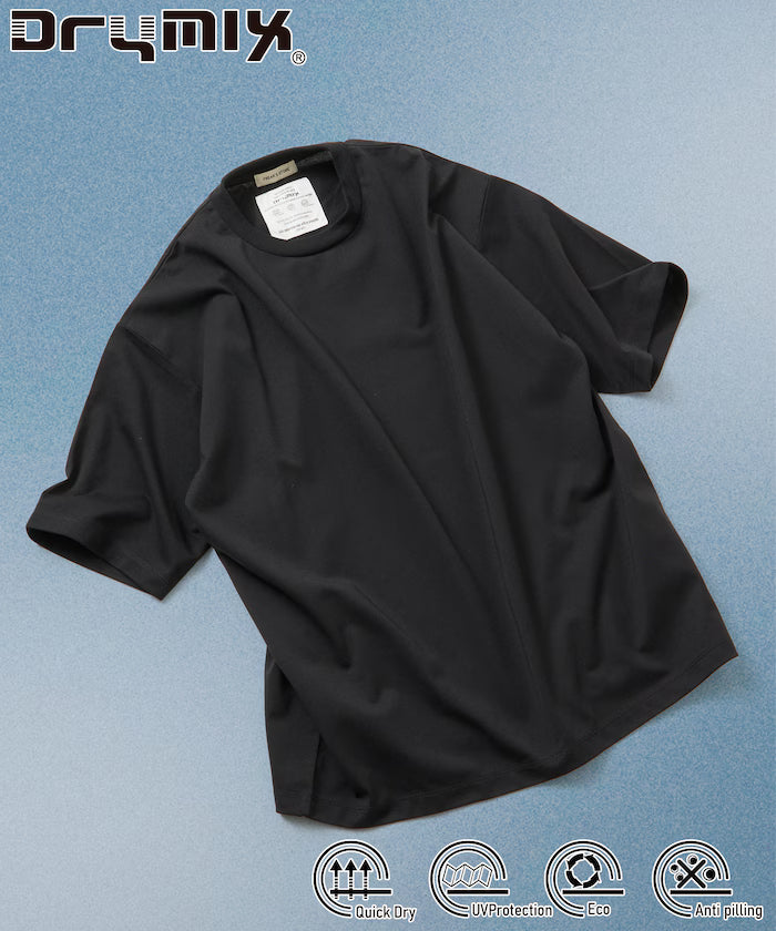 Limited Edition Drymix(R) Drymix Relaxed Fit Crew Neck Solid T-shirt Quick Dry UV Cut - Black