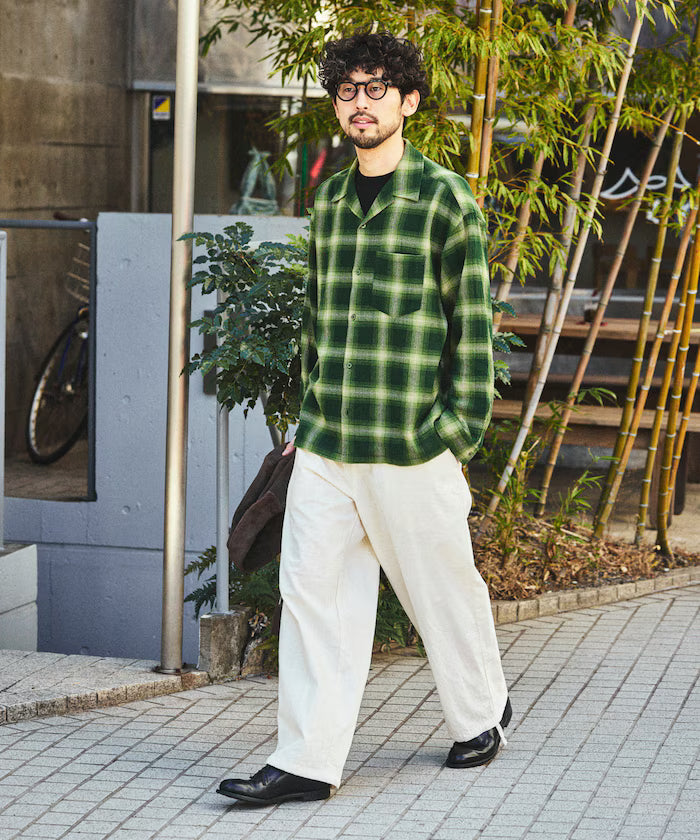 Pre-dyed ombre check sheer shirt relaxed fit