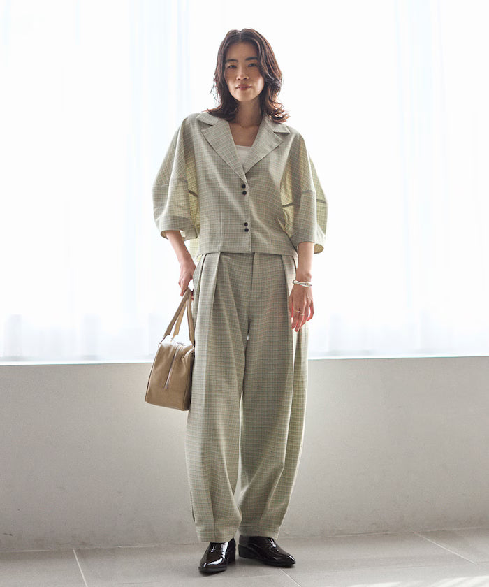 Balloon Sleeve Shirt with Karami Check / Compatible with Set Up - Released on March 11 at 12:00