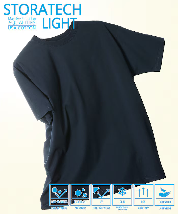 STORATECH Lightweight Basic Silhouette T-Shirt/Antibacterial/Odor-resistant/Antimicrobial/UV Protection/Contact Cooling/Moisture-wicking 【Limited Edition】 - Navy