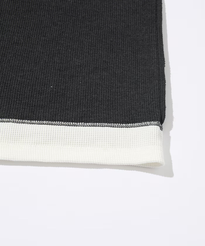 Waffle Fake Layered Henry Neck T-Shirt