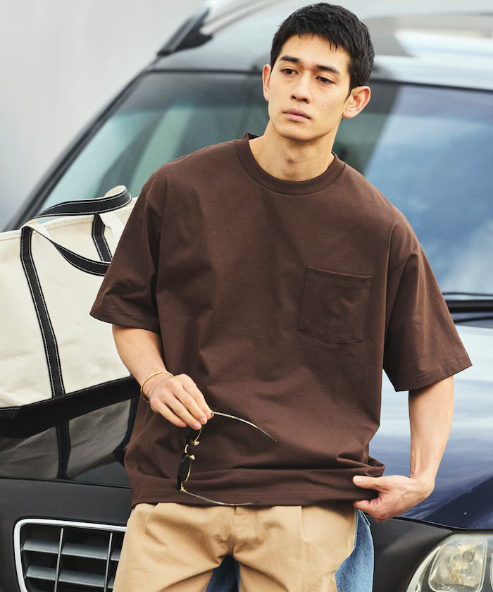 AIRDRY HIGH TECHYARN 7.7oz Big Silhouette Crew Neck Pocket T-Shirt Quick-dry Heat Shield