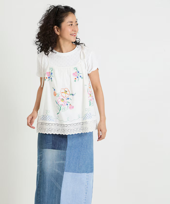 India Shoulder Ribbon Embroidered Remake Style Camisole