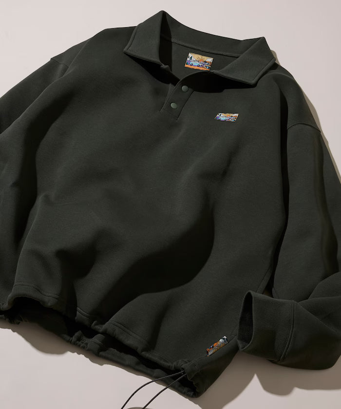 Big Silhouette Spindle Cardboard One Point Logo Polo Color Sweat - Olive