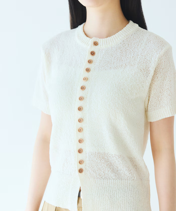 Wood Button Boucle Cardigan