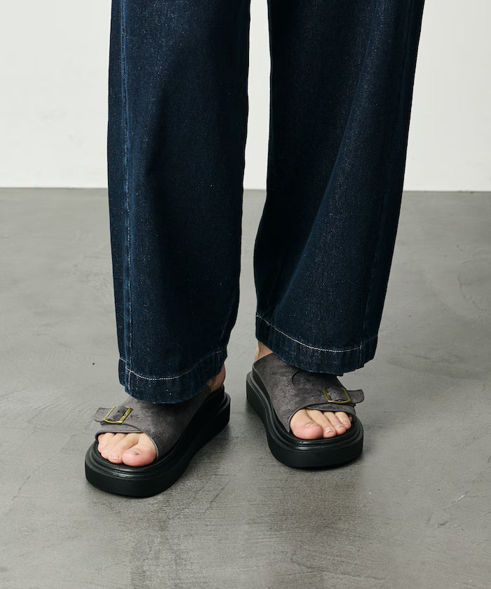 Double Monk Strap Leather Slide Sandals / Platform Sole [23~28cm] 【Limited Edition】