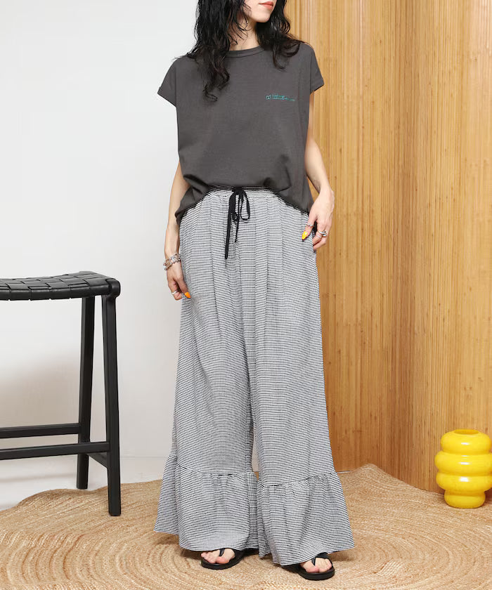 Wide Silhouette Tiered Check Easy Pants [Limited Edition]