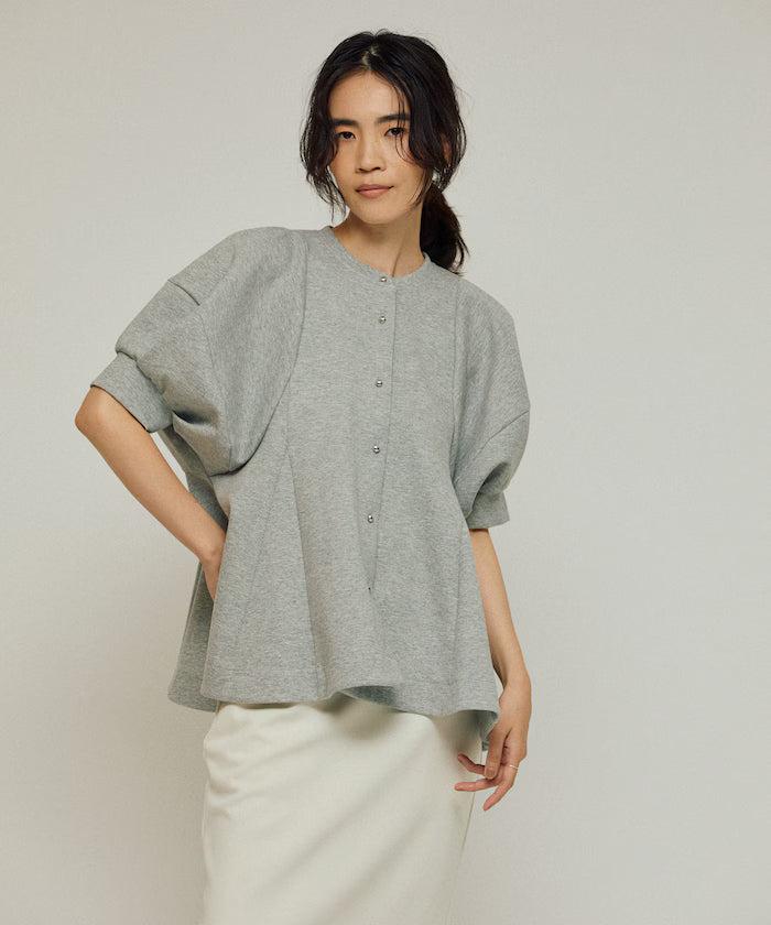 Cardigan with Peplum and Puff Sleeves