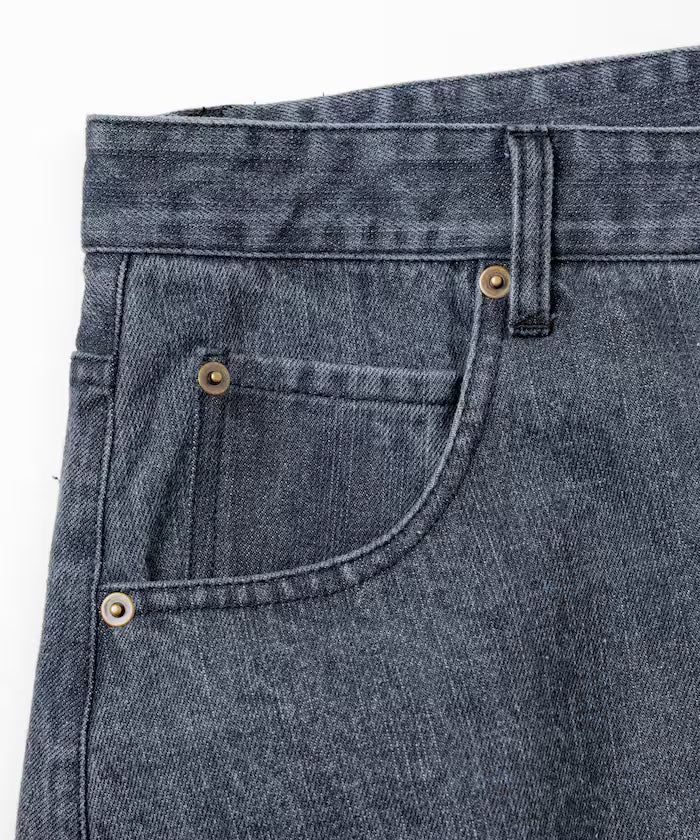 Wide Silhouette Curve Denim Pants One Wash
