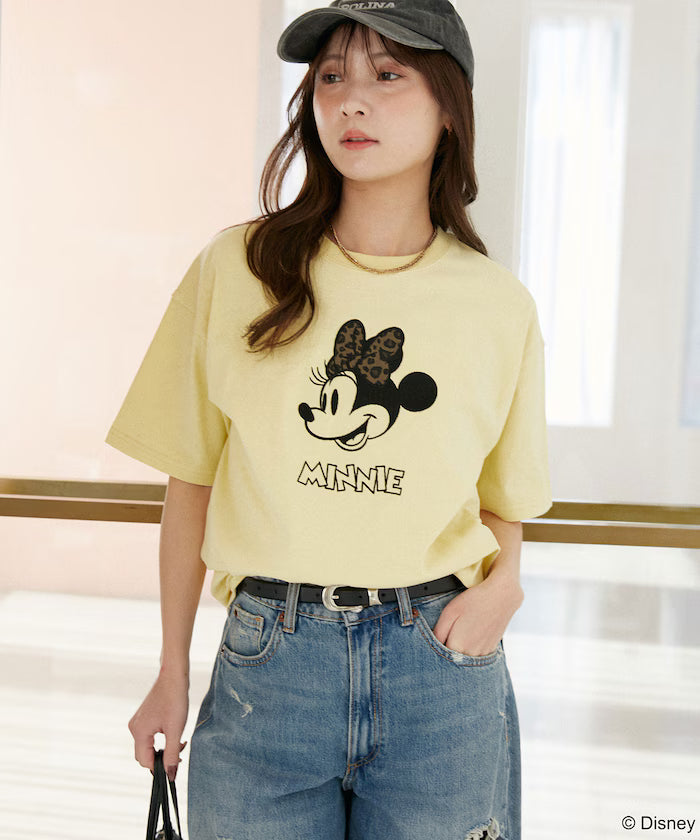 Minnie Mouse/ミニーマウス/ Leopard Print Docking T-Shirt Limited Edition