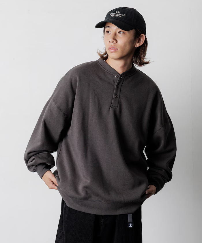 Big Silhouette Henley Neck Sweat Pullover [Limited Edition]
