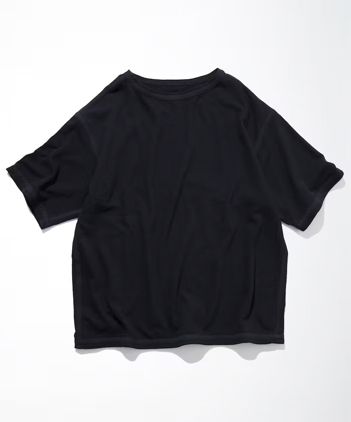 Boat Neck French Terry T-Shirt - Black