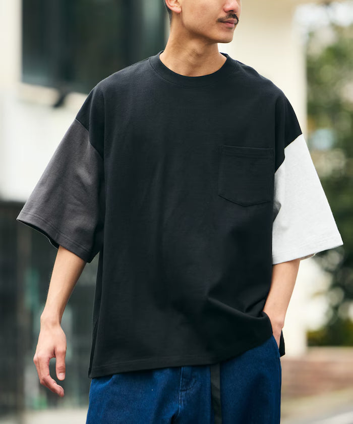 9 oz Heavyweight Big Silhouette Crew Neck Pocket T-Shirt / Heavyweight [Limited Edition] - Black Crazy