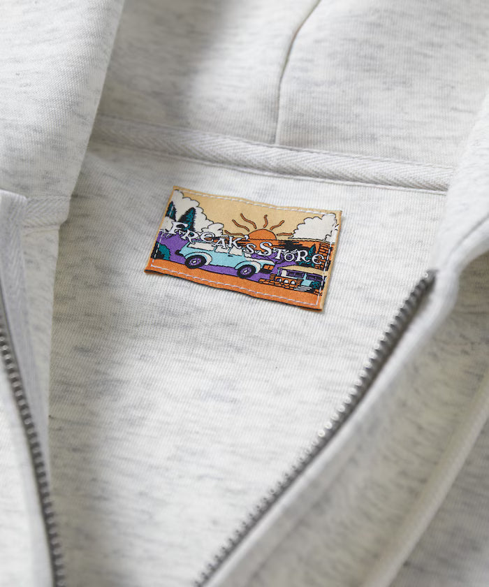 Big Silhouette Spindle Cardboard One Point Logo Sweat Zip-Up Hoodie