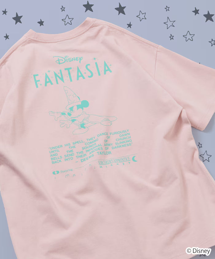 DISNEY/Mickey Mouse 'Fantasia'/Back Print Crew Neck T-Shirt [Limited Edition] - Pink