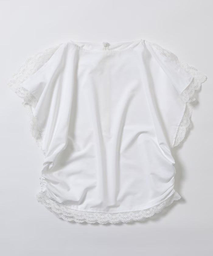 Handkerchief Sleeve Shirring Blouse