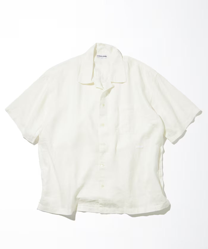 Belgium Linen Open Collar Shirt 1.1 - White