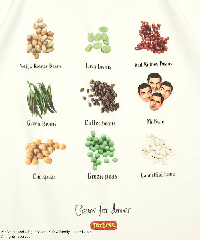 Mr. Bean Beans Tee / Beans Crew Neck Back Print T-Shirt