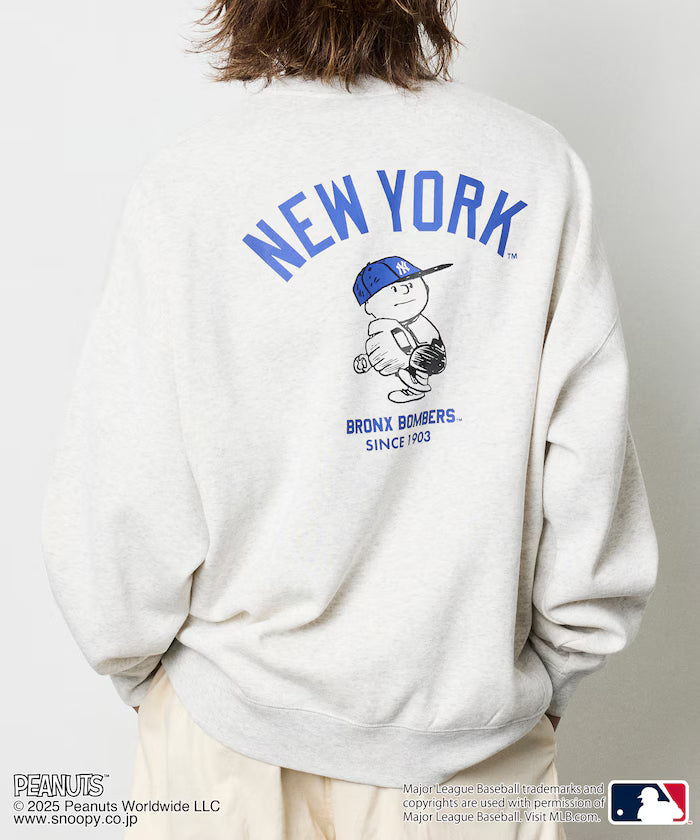 MLB×PEANUTS Exclusive Big Silhouette Back Print Crew Neck Sweat/YANKEES [Limited Edition] - Ash Gray