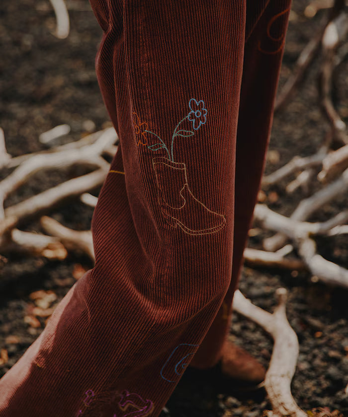Chain Stitch Corduroy Pants