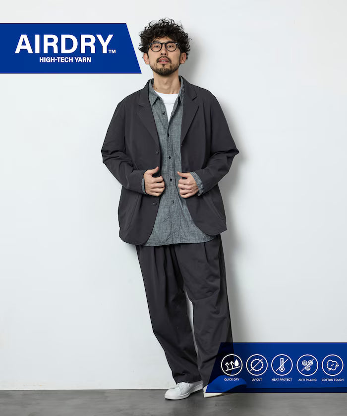 AIRDRY HIGH TECH YARN High Performance Material Tailored Jacket Set Up Relaxed Fit - Charcoal Gray