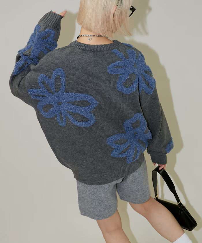 Boucle Flower Pattern Pullover Knit [Limited Edition]