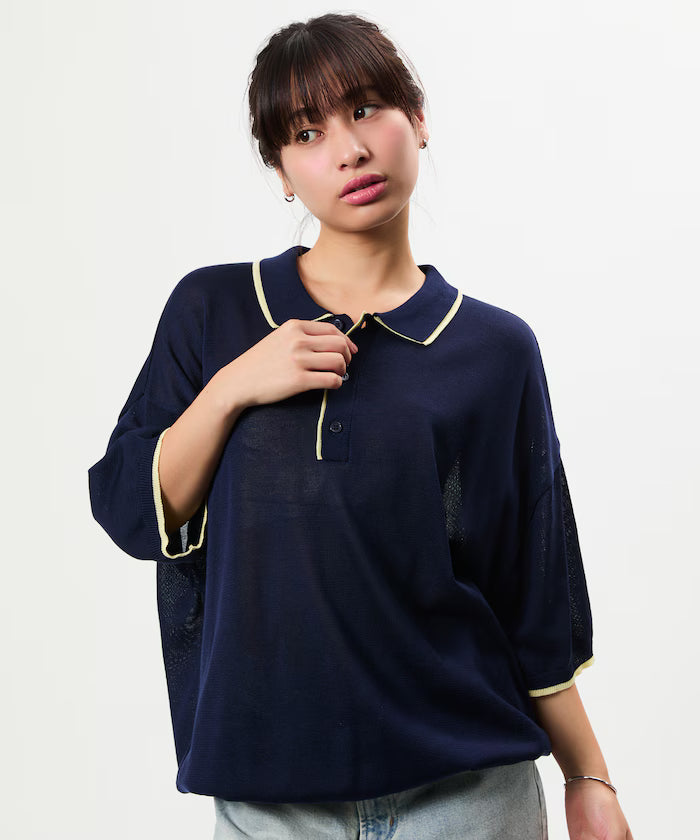 Limited Release Relaxed Fit Color Block Knit Polo Shirt