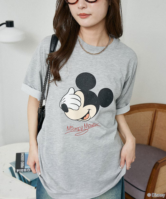 <Functional Material>Mickey Mouse Face T-Shirt Limited Edition