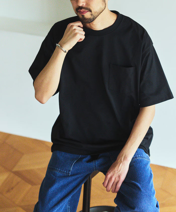 AIRDRY HIGH TECHYARN 7.7oz Big Silhouette Crew Neck Pocket T-Shirt Quick-dry Heat Shield