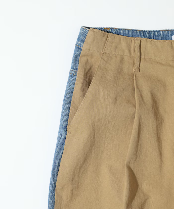 Chino Denim Docking Pants / Wide Straight Pants
