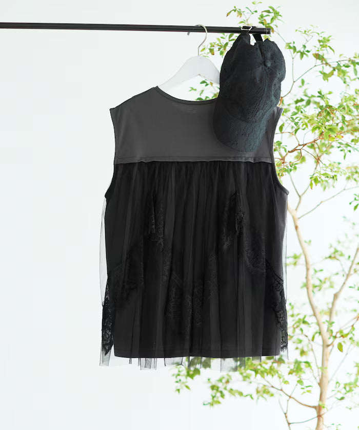 Organic Cotton Tulle Lace Docking Top