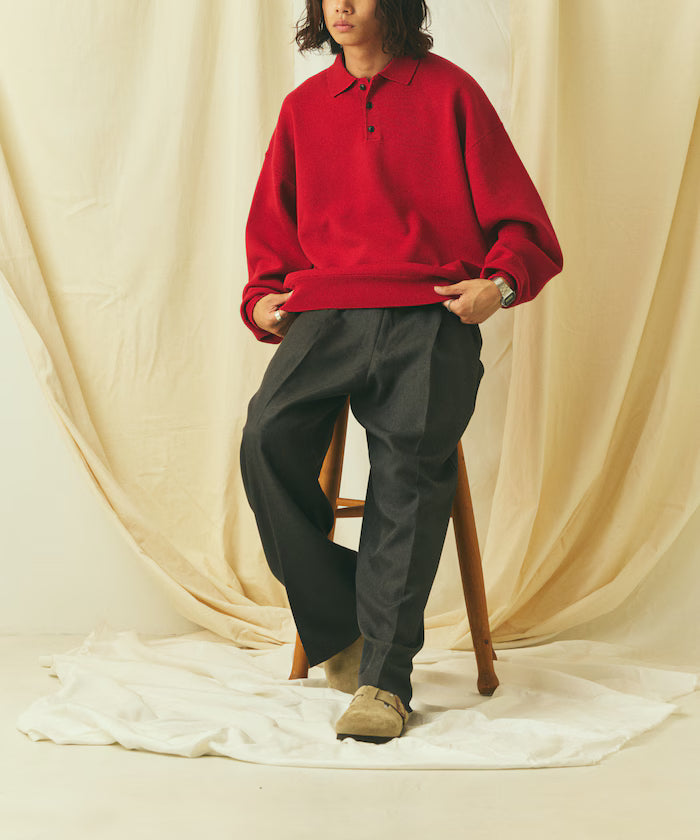 Relax Fit Relax Fit Sweat-like Polo Collar Knit [Limited Edition]