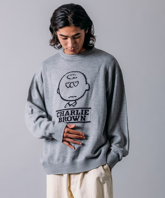 PEANUTS/Peanuts Exclusive Relaxed Fit Jacquard Crewneck Knit / Charlie Brown [Limited Edition]
