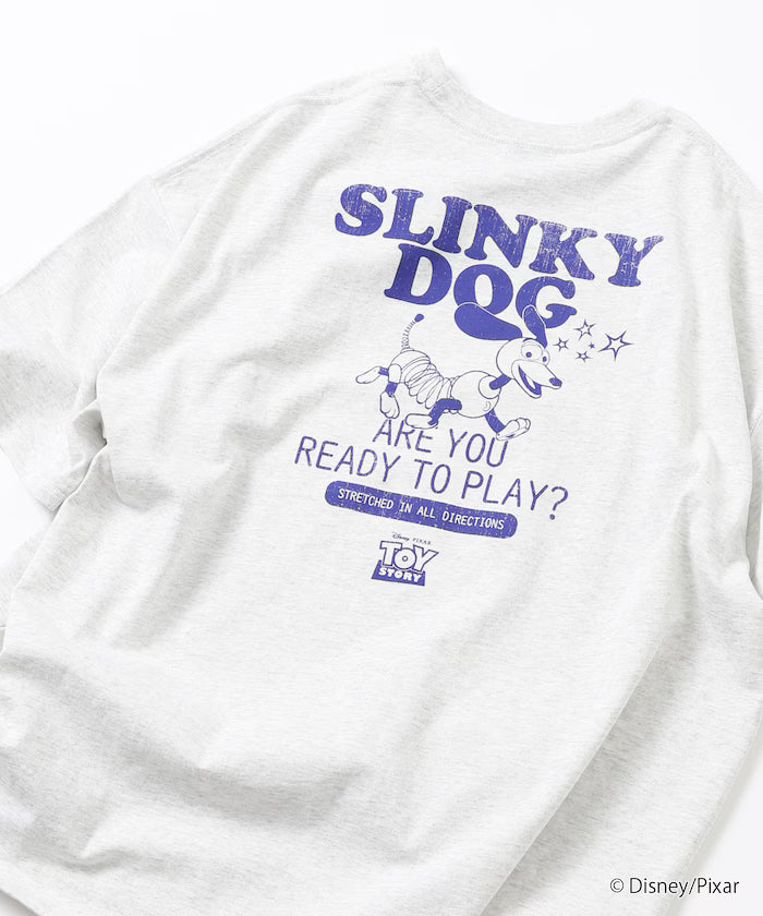 [TOY STORY] Exclusive Back Print Crew Neck T-Shirt / Slinky Dog [Limited Edition] - Ash Gray