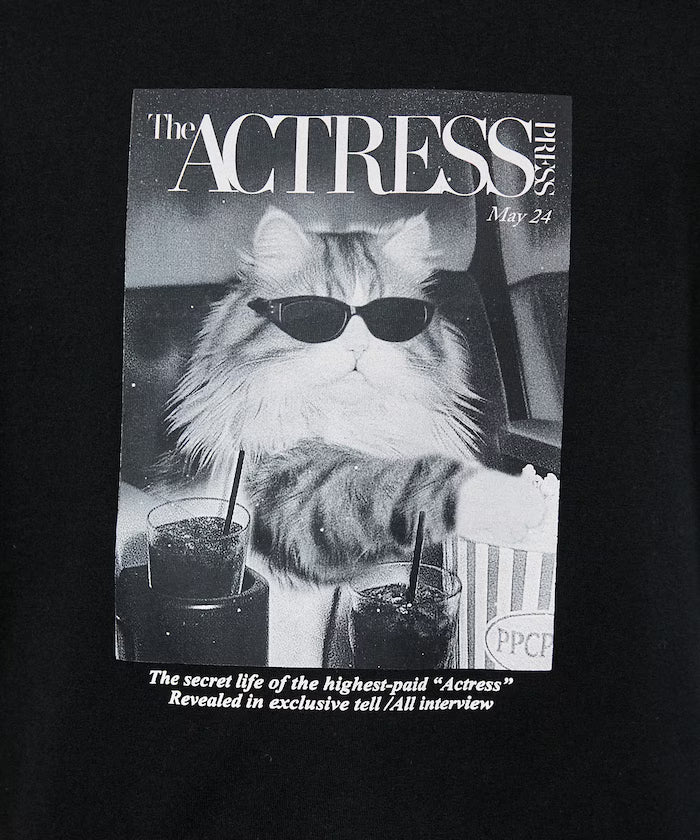 <Functional Material> MAGAZINE Cat Photo T-Shirt Limited Release