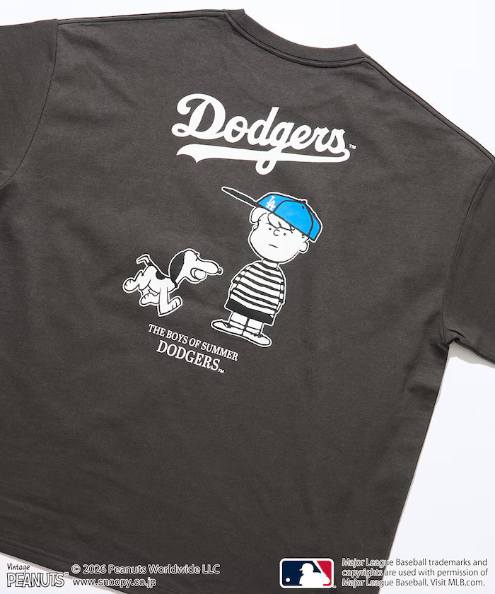 PEANUTS×MLB Exclusive Big Silhouette Back Print T-Shirt / DODGERS 【Limited Edition】 - Deep Black