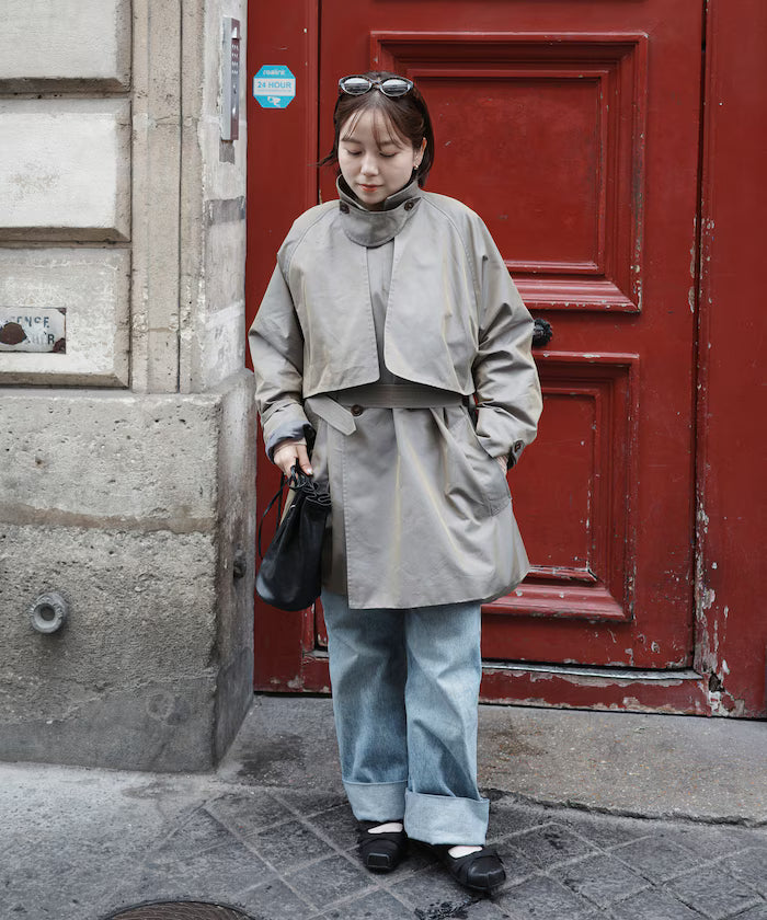 Mid-length T/C Chambray Trench Coat