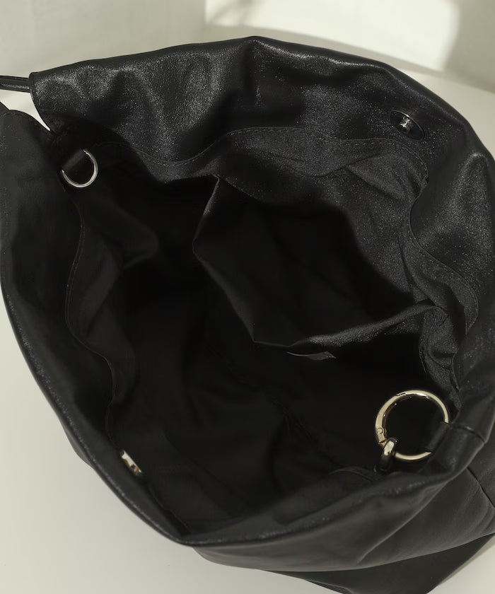Leather 3WAY Kinchaku Bag / Cowhide / Water-resistant Leather
