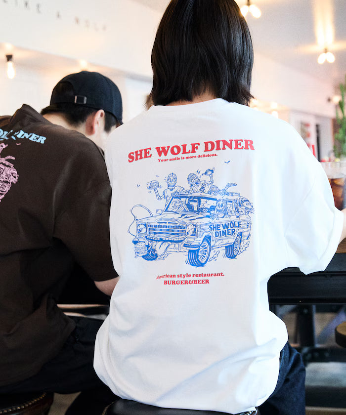 Limited Release SHE WOLF DINER × FREAK'S STORE Shewolf Diner Exclusive Big Silhouette Back Print T-Shirt Antibacterial Odor Resistance Quick Dry